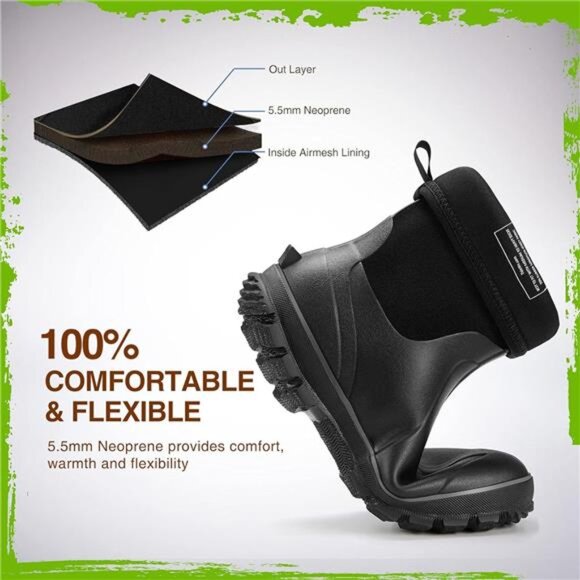 Rubber Boots for Men, 5.5mm Neoprene Insulated Rain Boots with Steel Shank main image 4